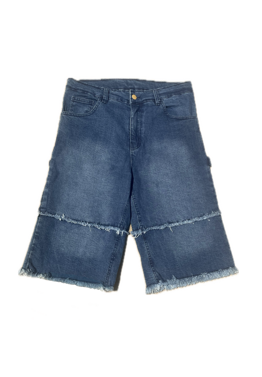 DOUBLE LAYER DENIM SHORTS